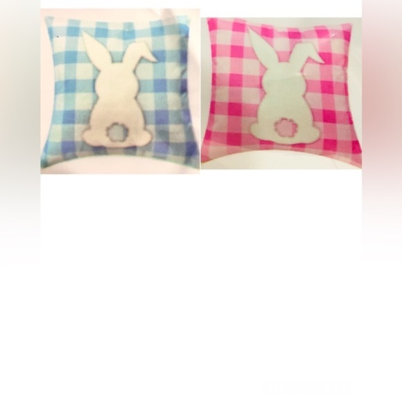 4pack pink & blue checkerboard print Easter bunny spring decor pillowcases new - Picture 6 of 7